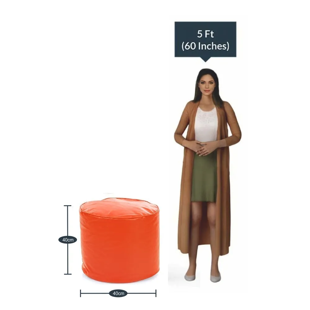 Medium Pouffe Plush Orange Bean Bag Cover