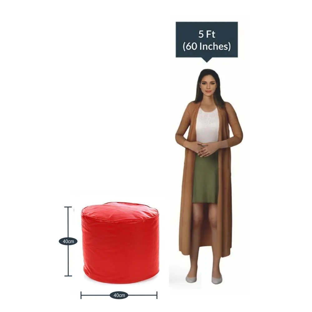 Medium Pouffe Plush Red Bean Bag Cover
