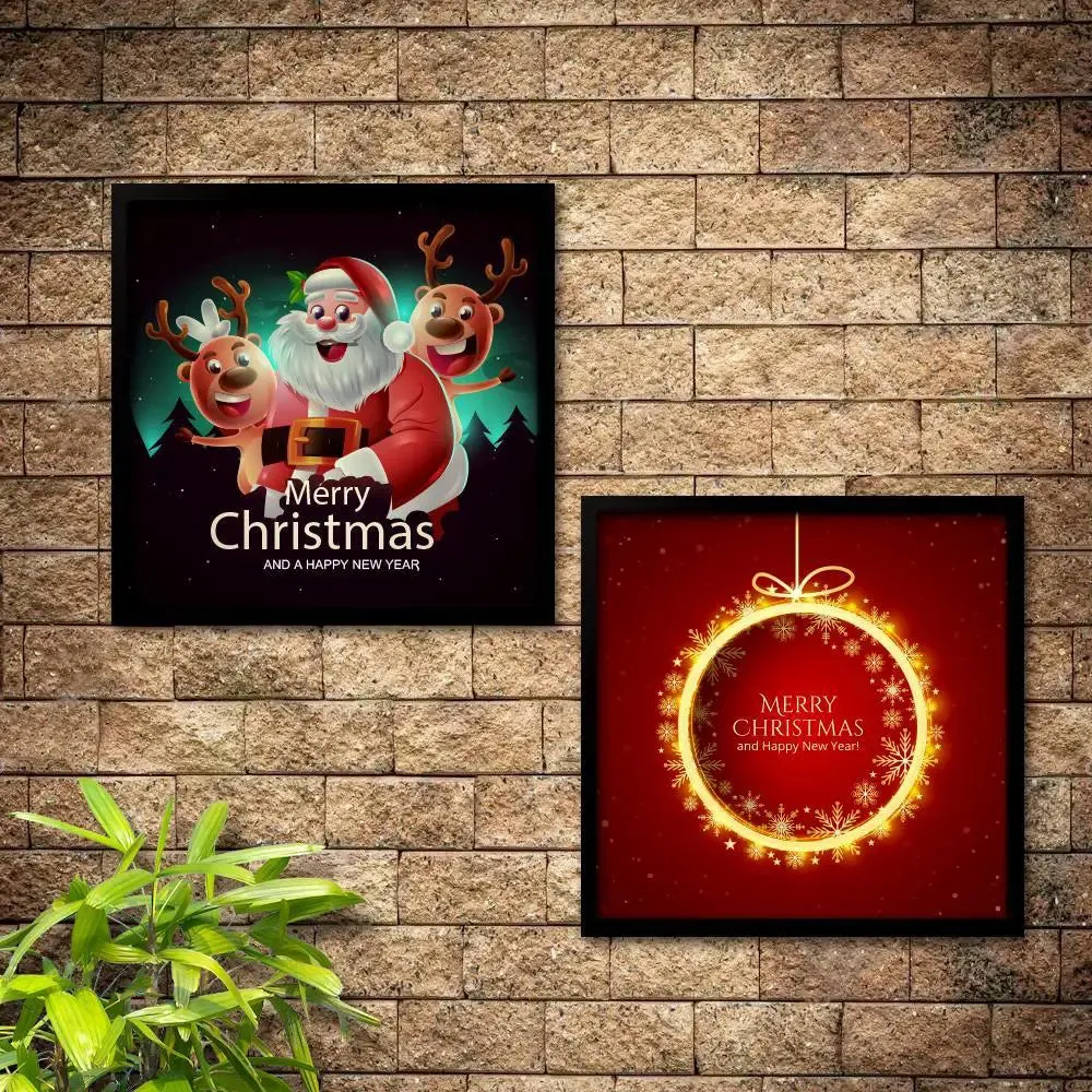 Merry Christmas   Set of 2 / Break Resistant Clear Acrylic Glass / 61 cm x 30 cm
