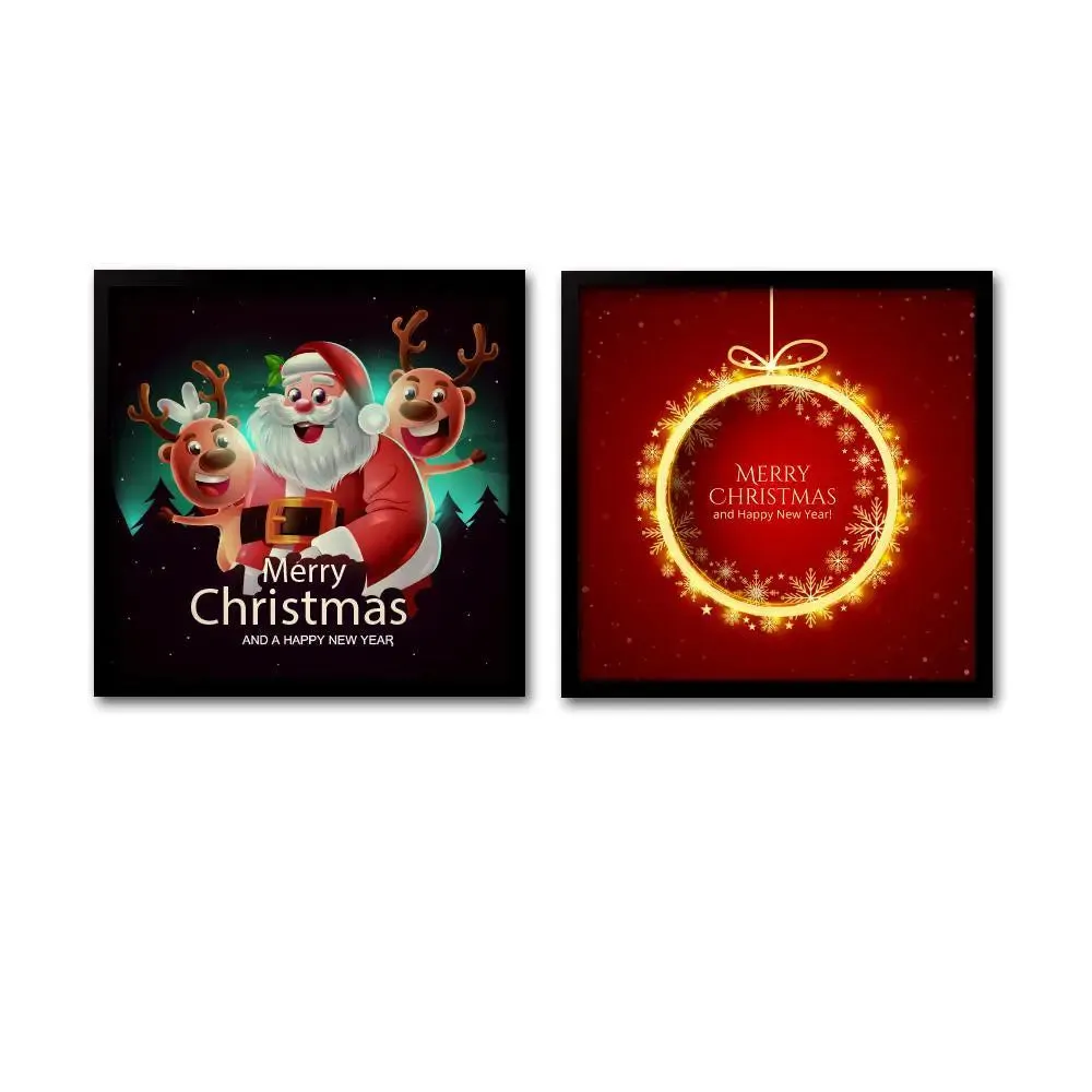 Merry Christmas   Set of 2 / Break Resistant Clear Acrylic Glass / 61 cm x 30 cm