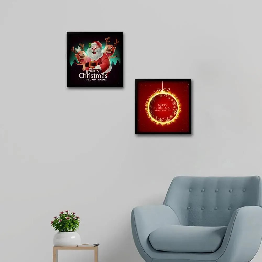 Merry Christmas   Set of 2 / Break Resistant Clear Acrylic Glass / 61 cm x 30 cm