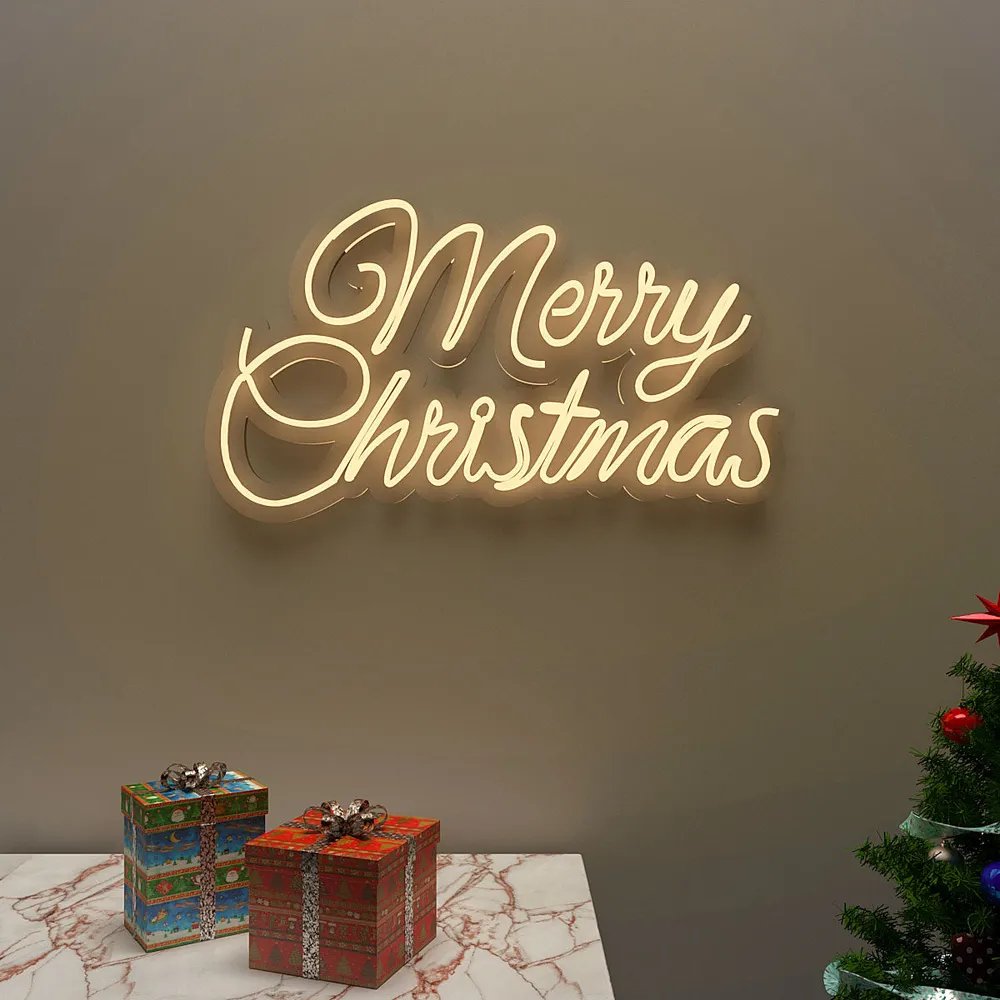 Merry Christmas Text LED Neon Light (Available in Multiple Colors) Red