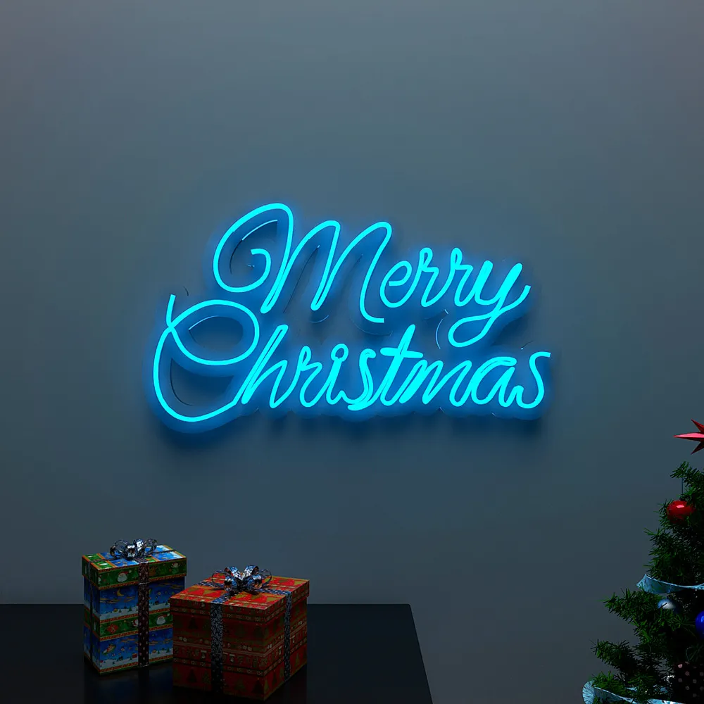 Merry Christmas Text LED Neon Light (Available in Multiple Colors) Red