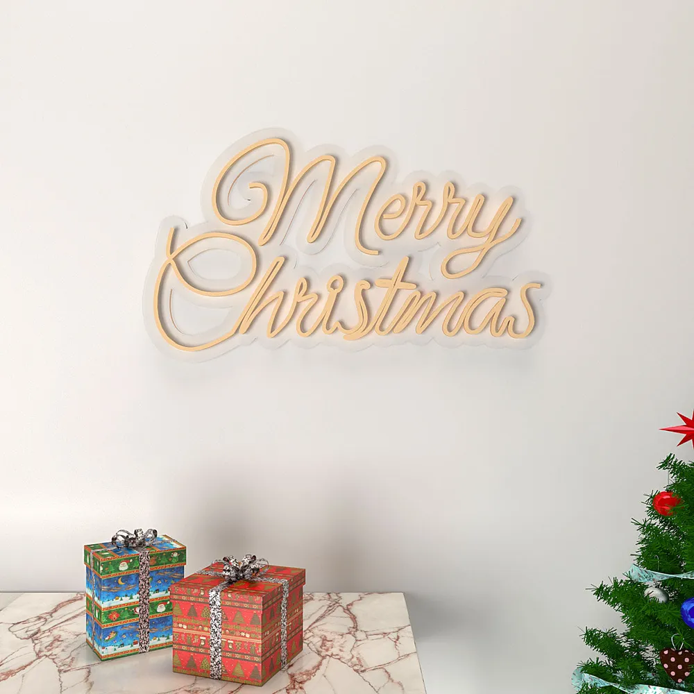 Merry Christmas Text LED Neon Light (Available in Multiple Colors) Red