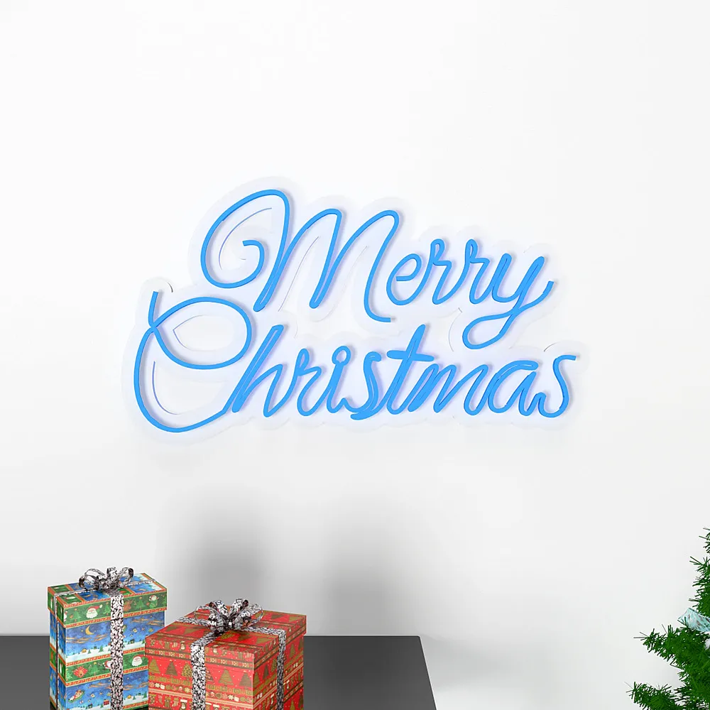 Merry Christmas Text LED Neon Light (Available in Multiple Colors) Red