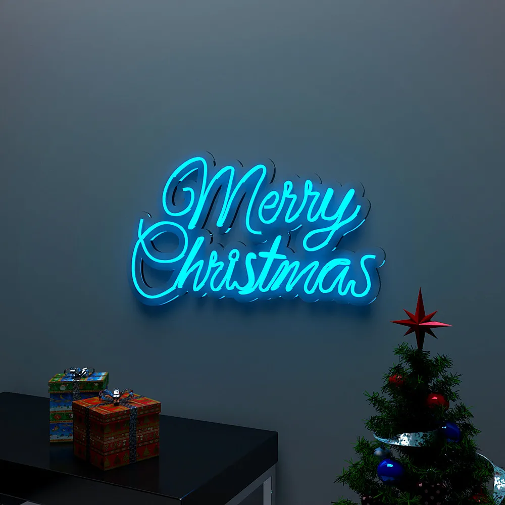 Merry Christmas Text LED Neon Light (Available in Multiple Colors) Red
