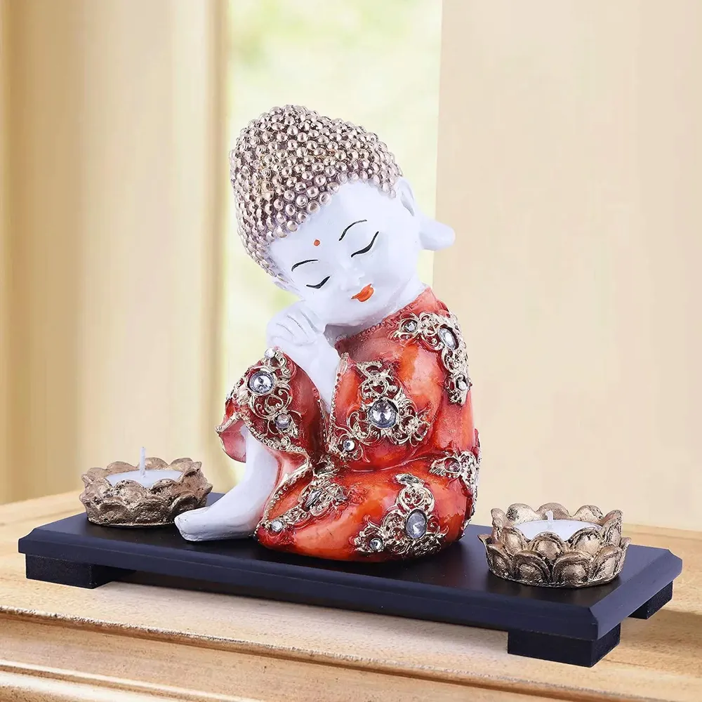 Mesmerizing Sitting Buddha Statue With Tray
