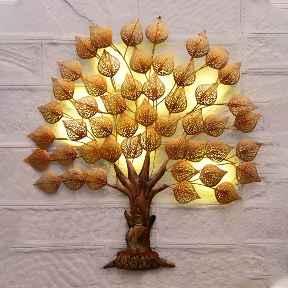 Metal Buddha Tree with LED Lights for Wall Decor