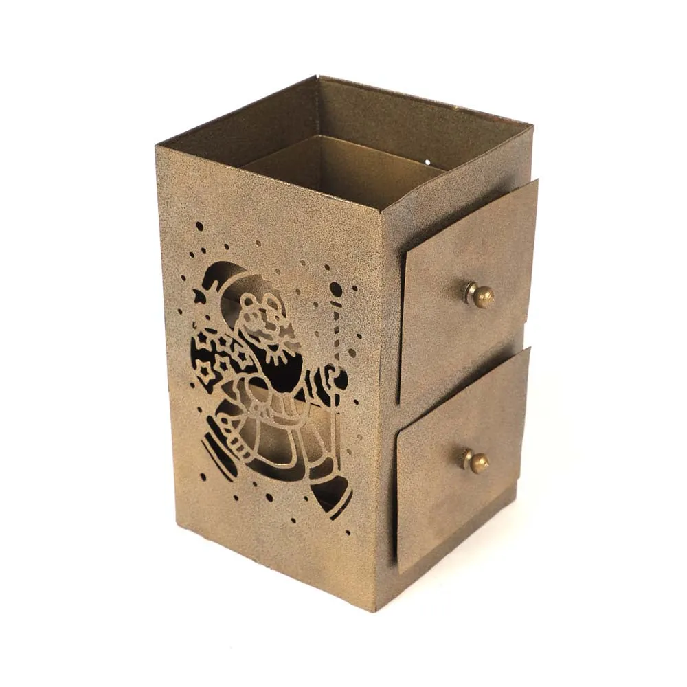 Metal Christmas Tea Light Candle Holder & Stationary Holder Set Of 3