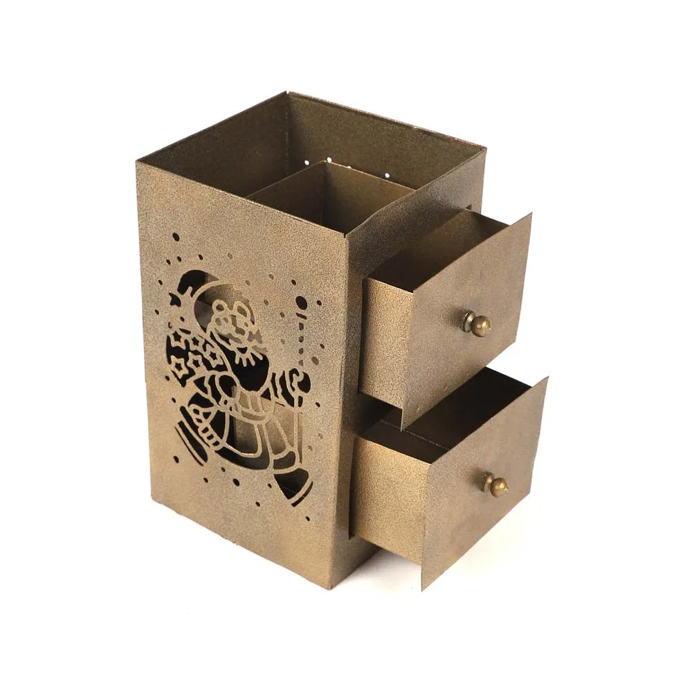 Metal Christmas Tea Light Candle Holder & Stationary Holder Set Of 3