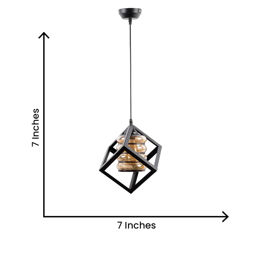 Metal Encased Luster Glass Designer Single Hanging Light