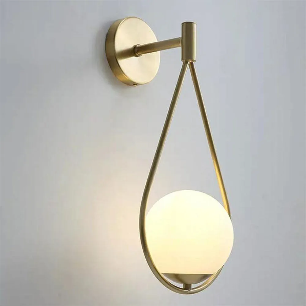 Metal Hand Encircled Frosted Round Wall Lamp