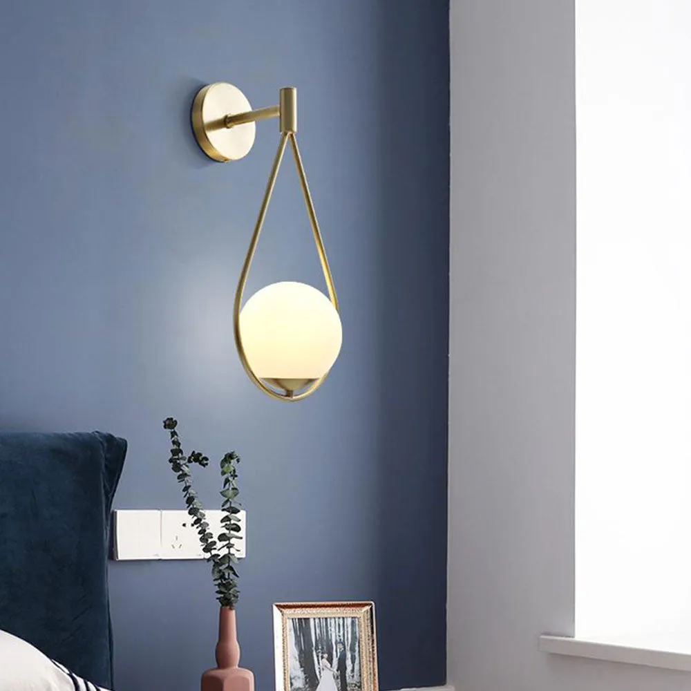 Metal Hand Encircled Frosted Round Wall Lamp