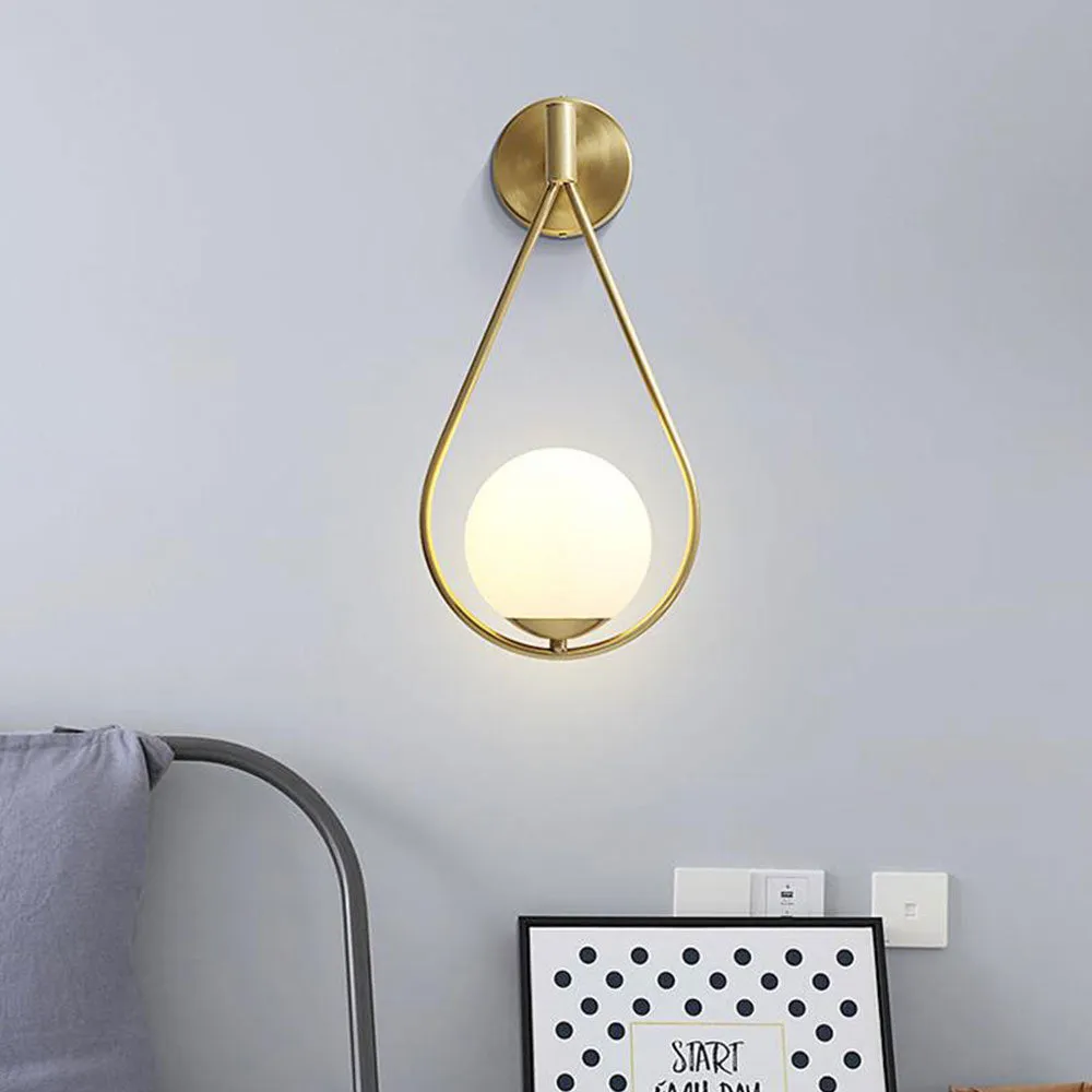 Metal Hand Encircled Frosted Round Wall Lamp