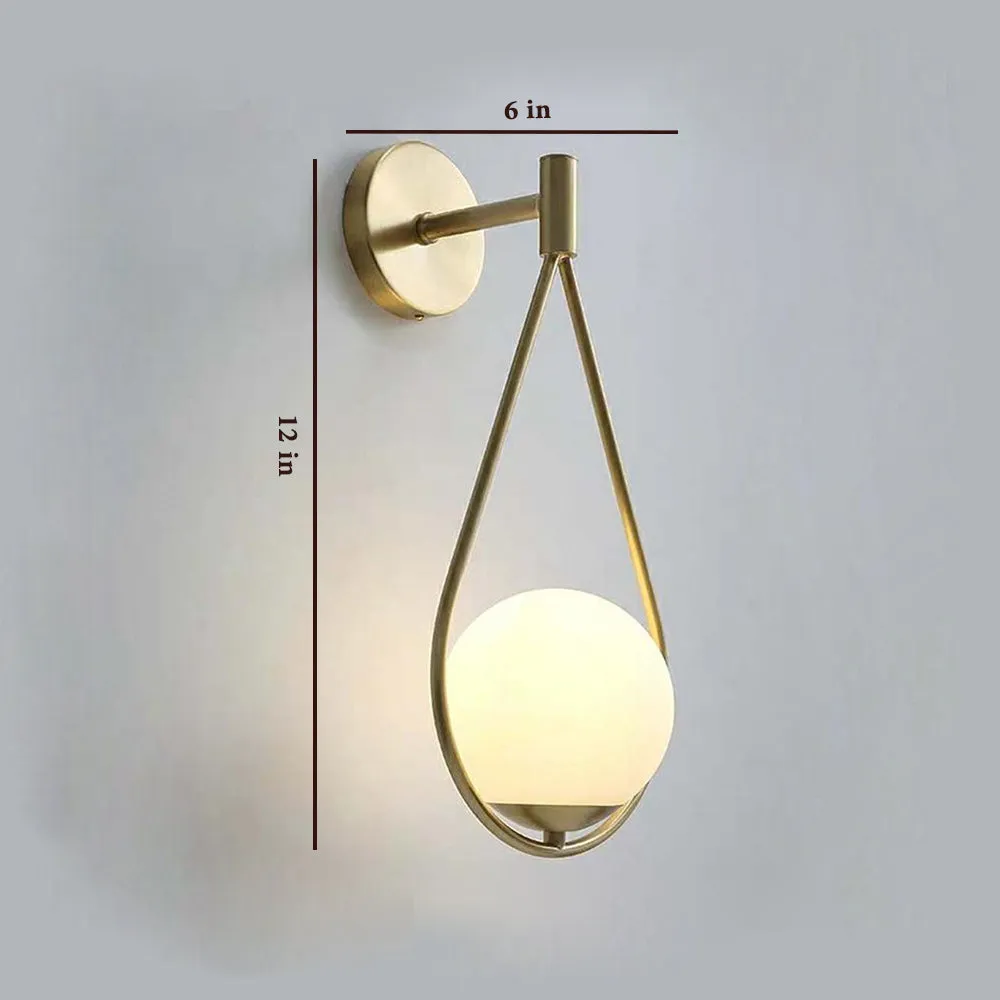 Metal Hand Encircled Frosted Round Wall Lamp