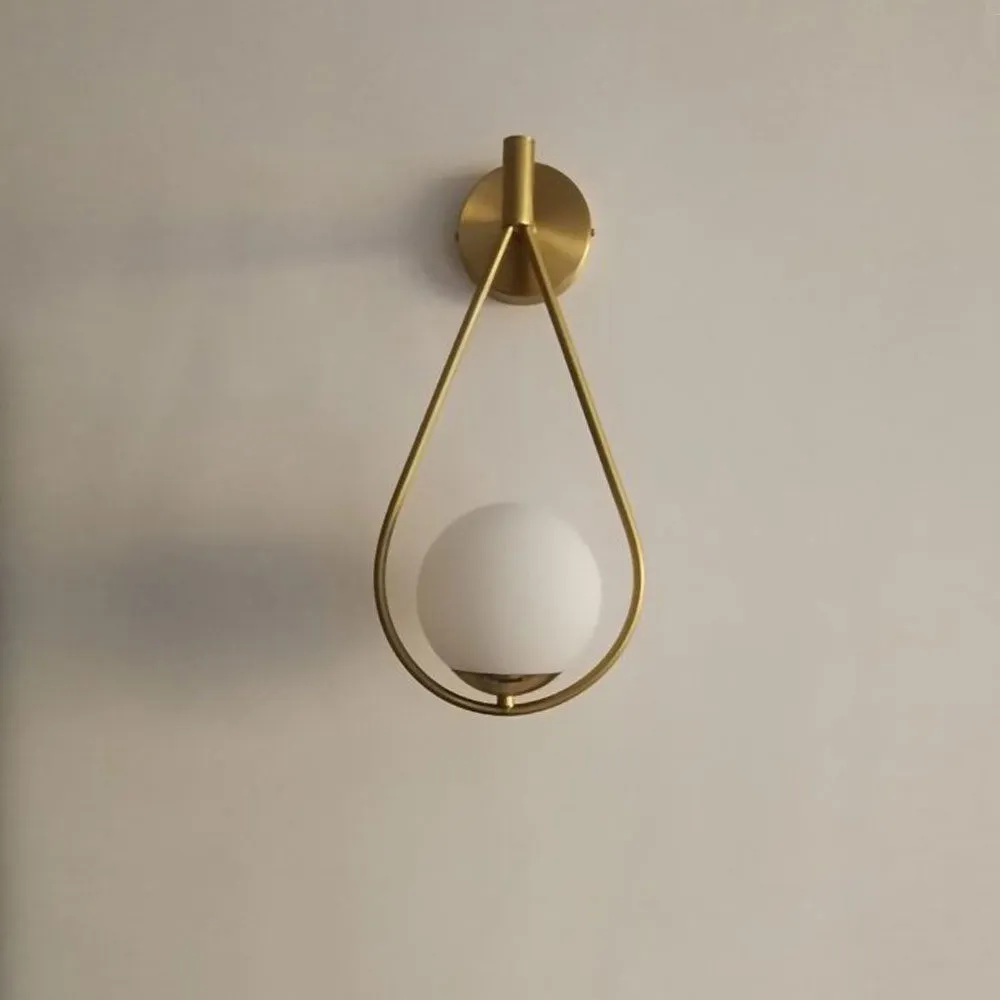 Metal Hand Encircled Frosted Round Wall Lamp