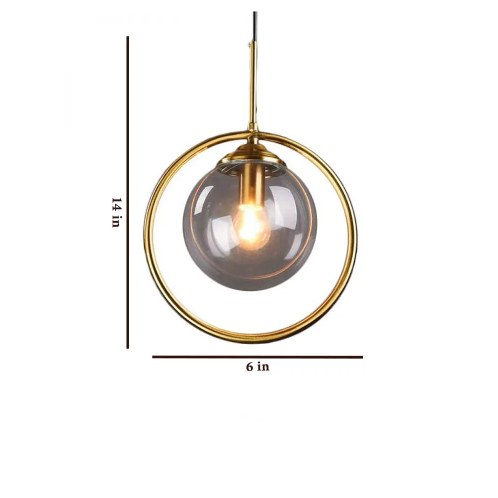 Metal Ring Encircled Glass Ceiling Lamp