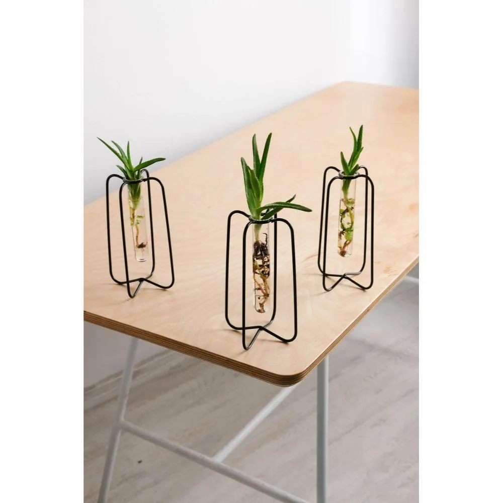 Metal Wire Glass Tube Vase Set Of 3