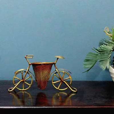 Metallic Bicycle-Shaped Pen Holder / Table Accent