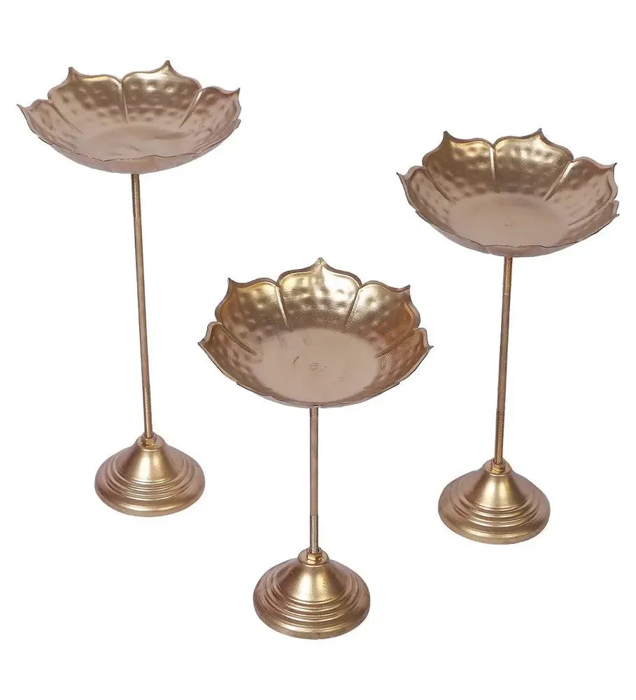 Metallic Detachable Suflower Urli with Stand (Set of 3)