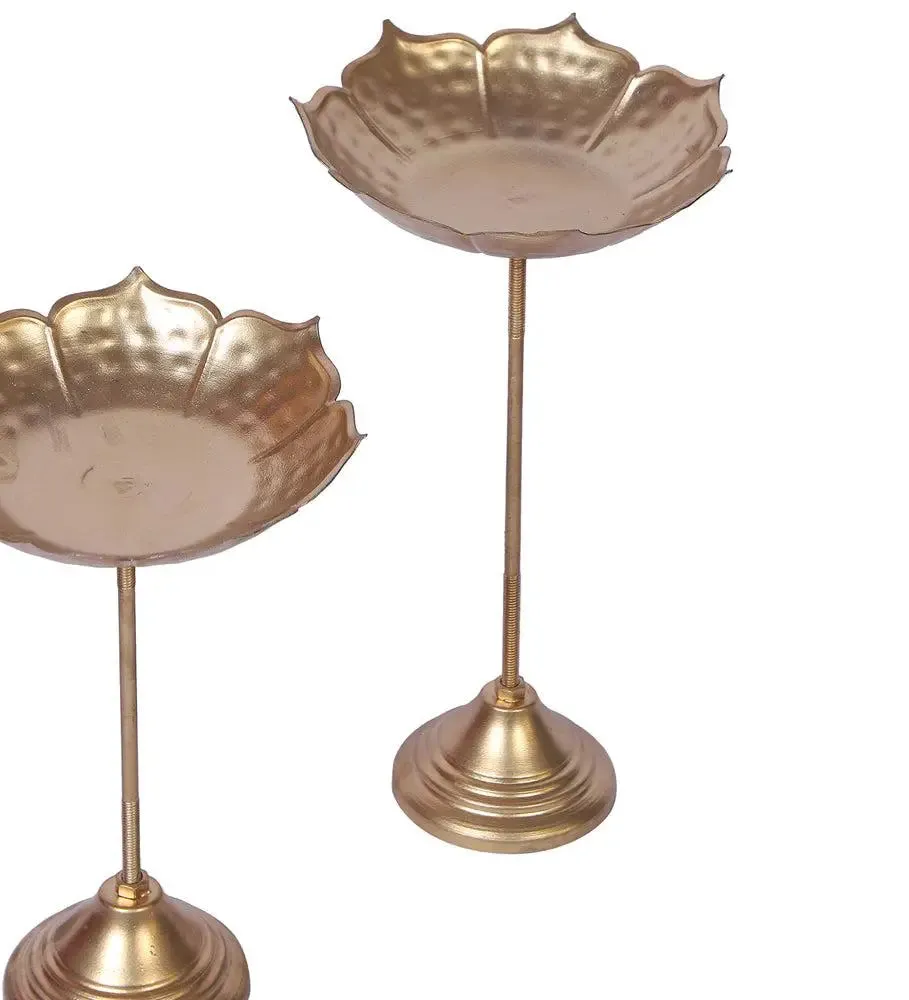 Metallic Detachable Suflower Urli with Stand (Set of 3)