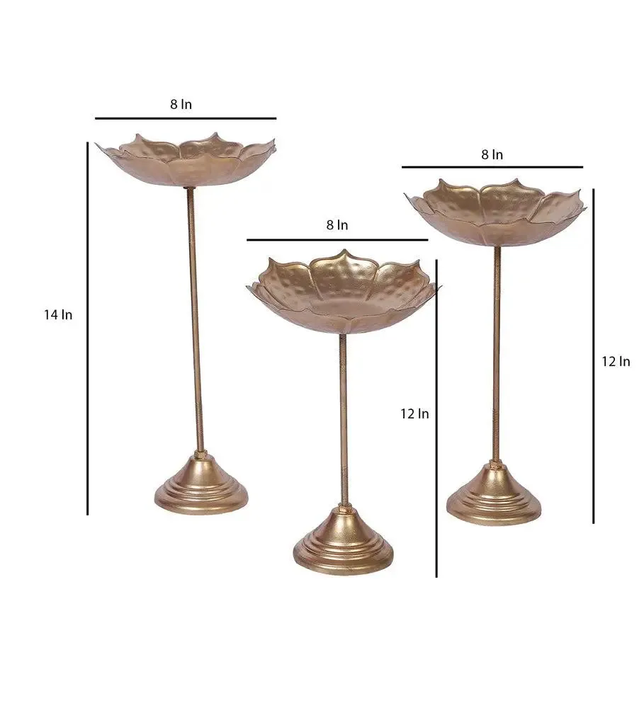 Metallic Detachable Suflower Urli with Stand (Set of 3)