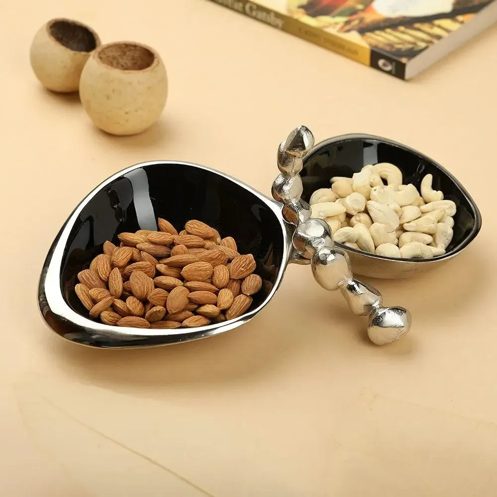 Metallic Finish Servingware - Double Bowl Platter