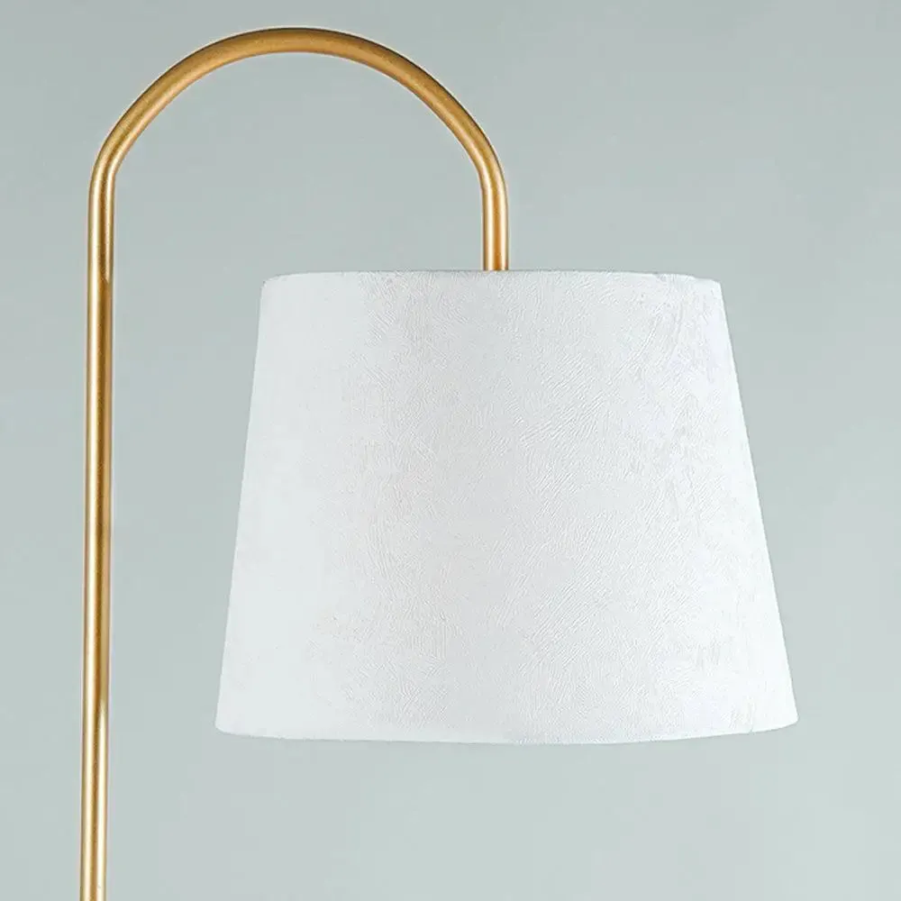 Metallic Floor Lamp with Disc Stand And White Shade