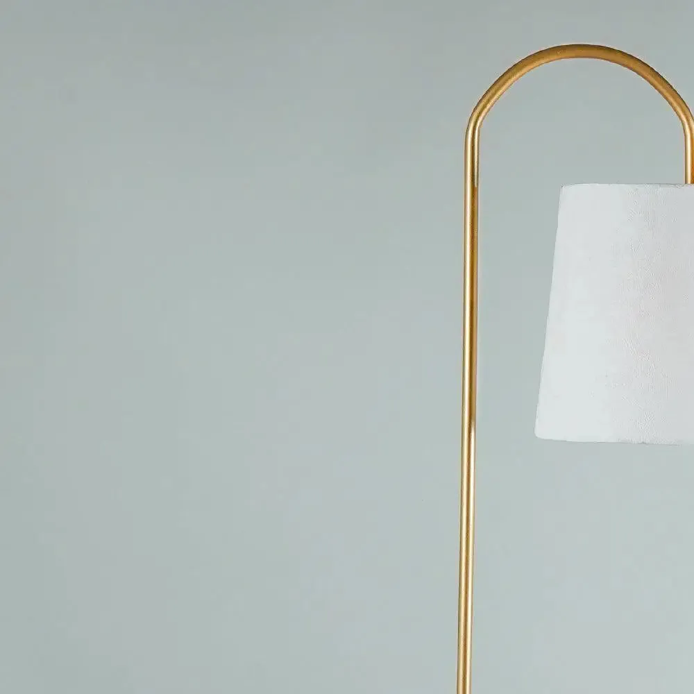 Metallic Floor Lamp with Disc Stand And White Shade