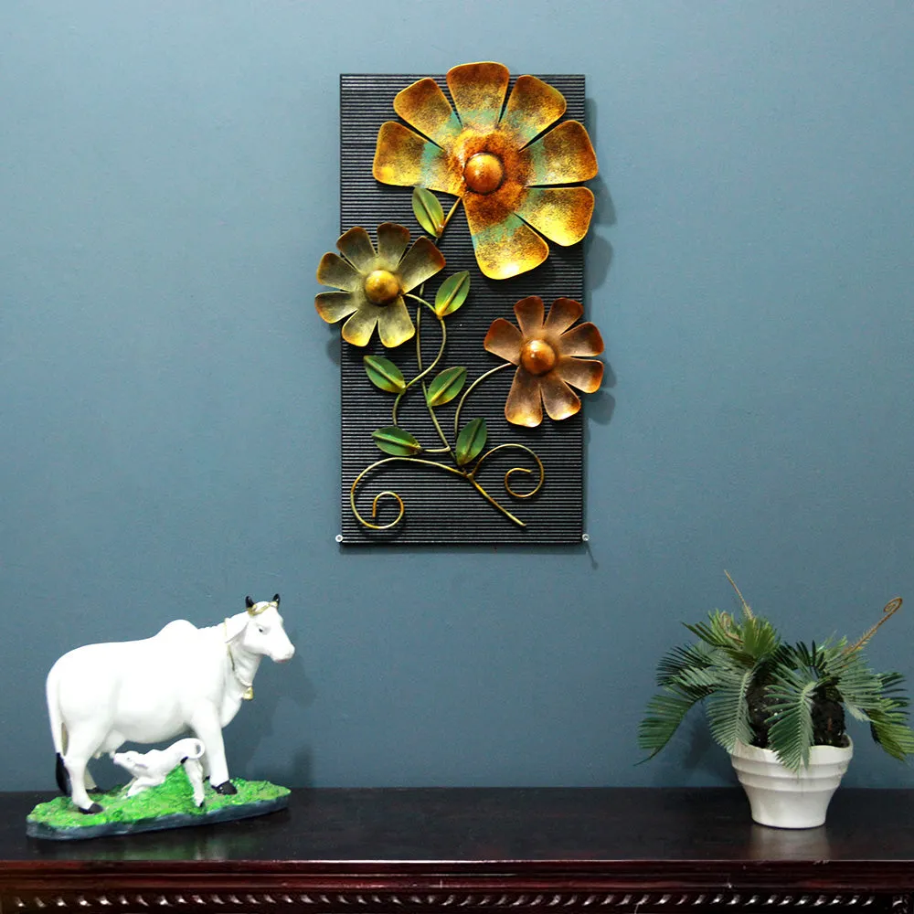 Metallic Floral Wall Art Frame for Bedroom/Living Area