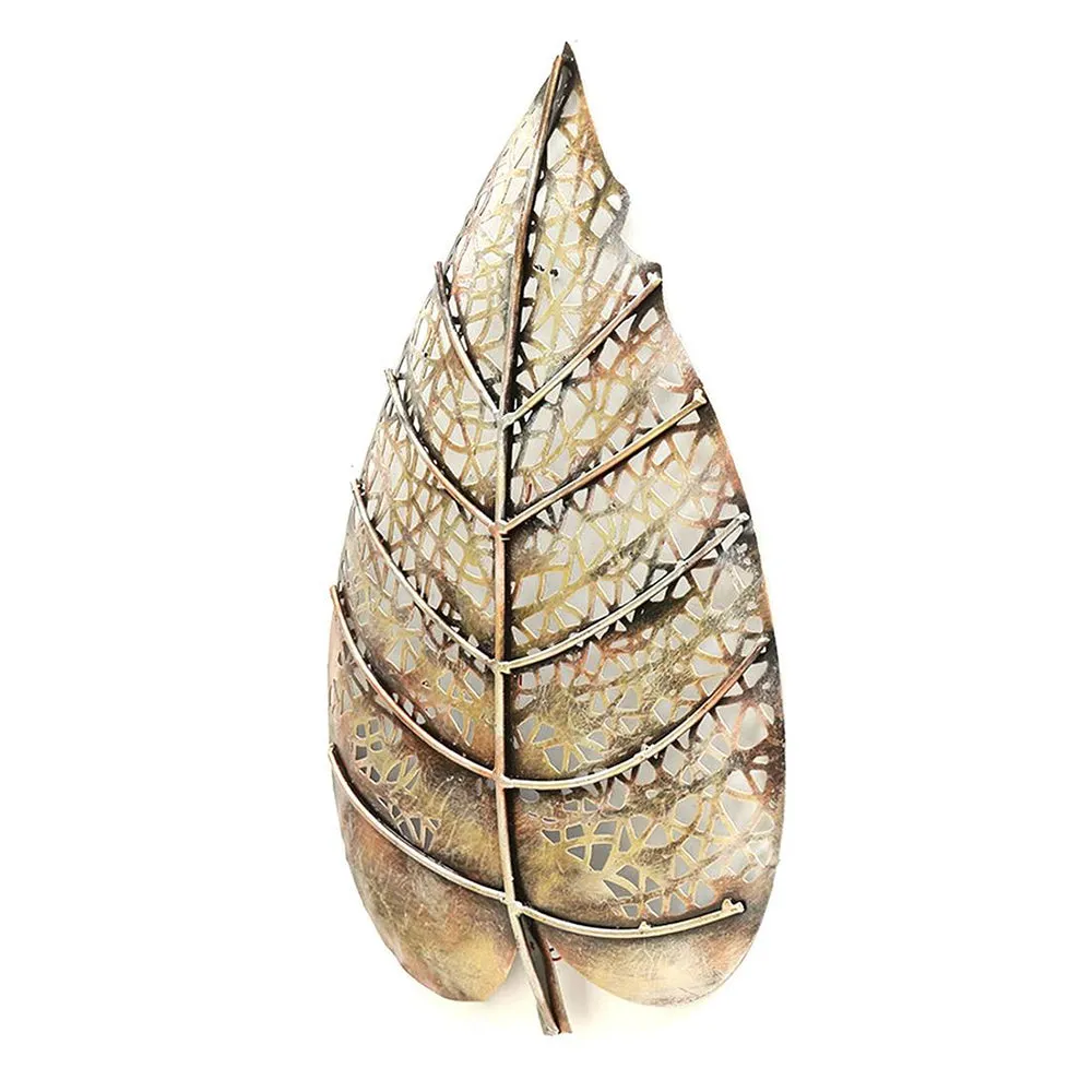 Metallic Leaf Inspired Wall Art Piece in Bronze Finish