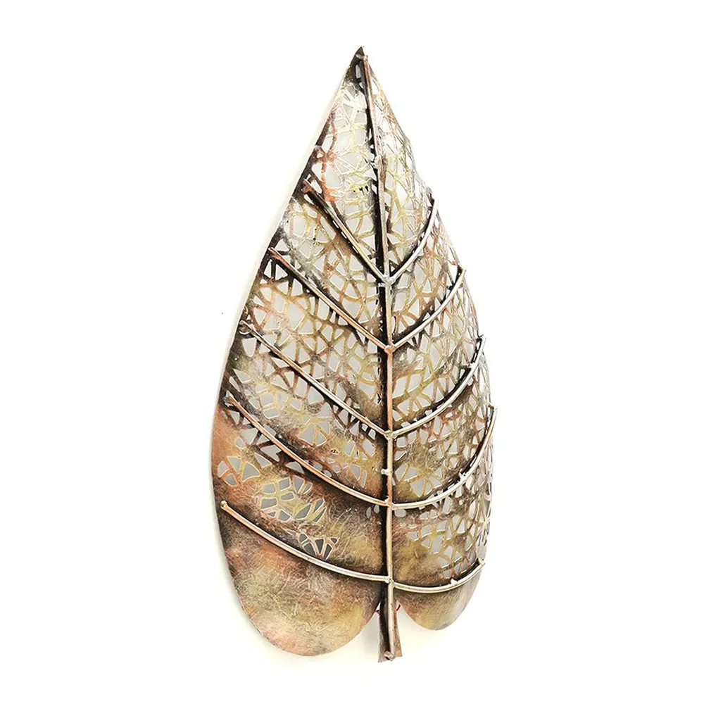 Metallic Leaf Inspired Wall Art Piece in Bronze Finish