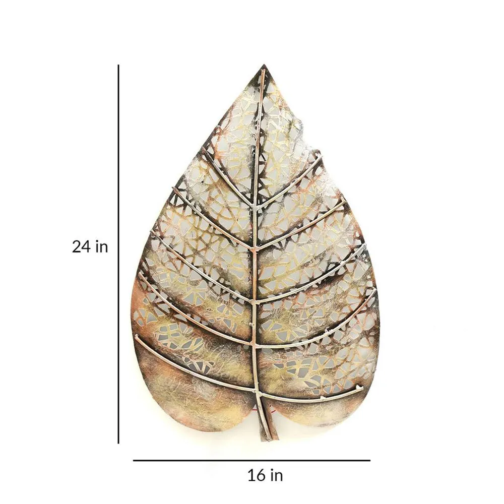 Metallic Leaf Inspired Wall Art Piece in Bronze Finish
