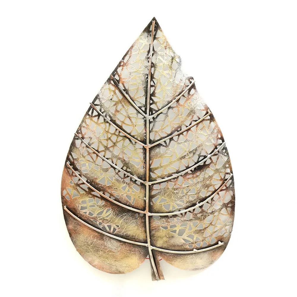 Metallic Leaf Inspired Wall Art Piece in Bronze Finish