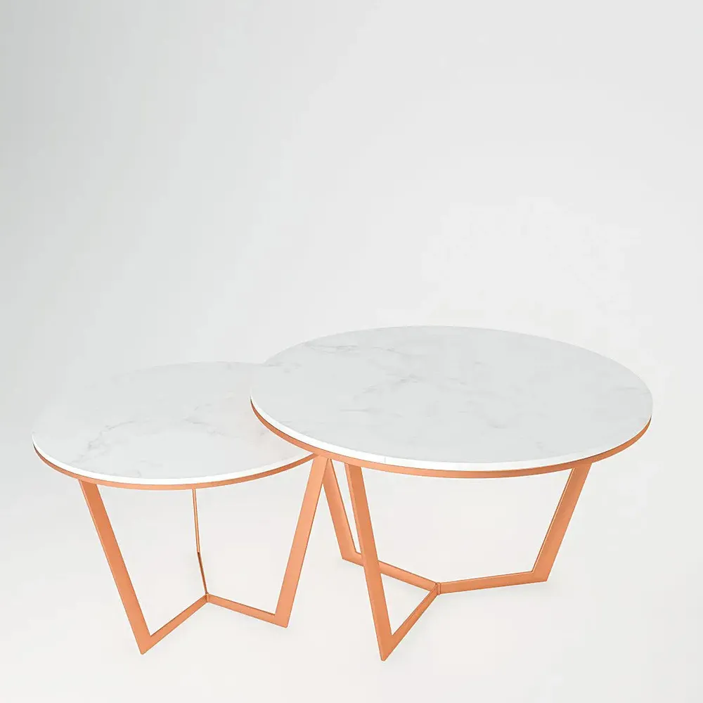 Metallic Nesting Center Tables In Copper Luxe Base Set Of 2