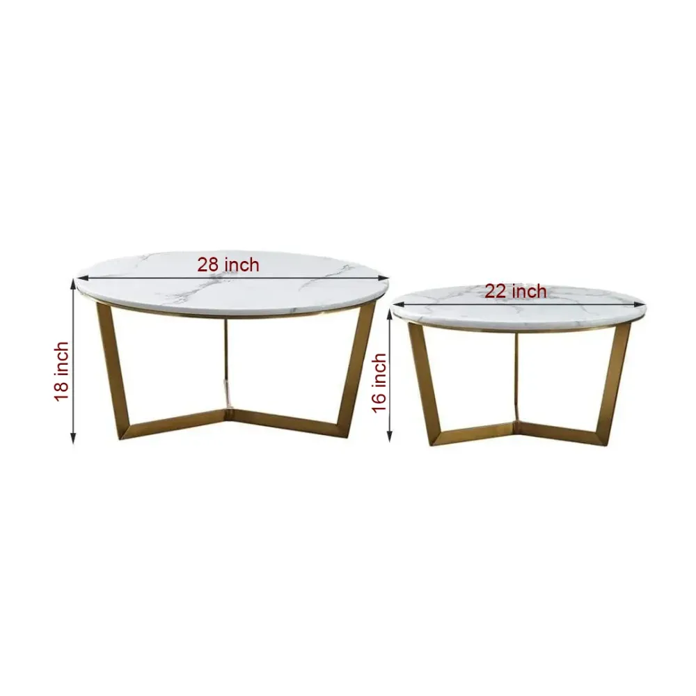 Metallic Nesting Center Tables In Golden Luxe Base