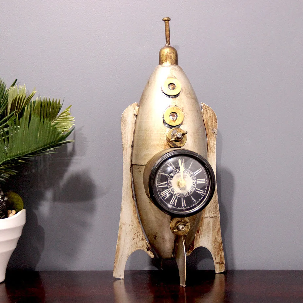 Metallic Rocket Inspired Table Clock / Table Decor