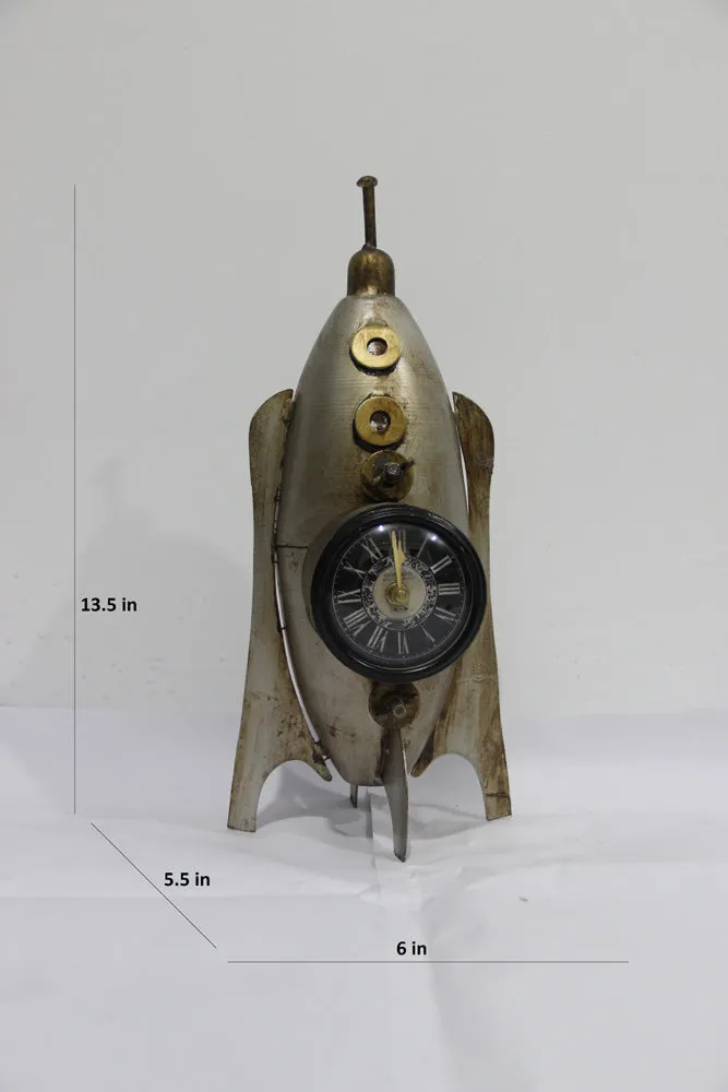 Metallic Rocket Inspired Table Clock / Table Decor