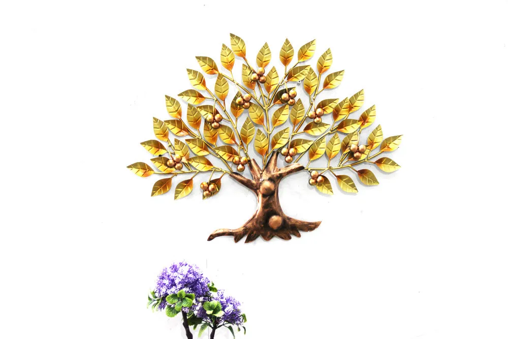 Metallic Tree Wall Art Decor with Spread Leaves
