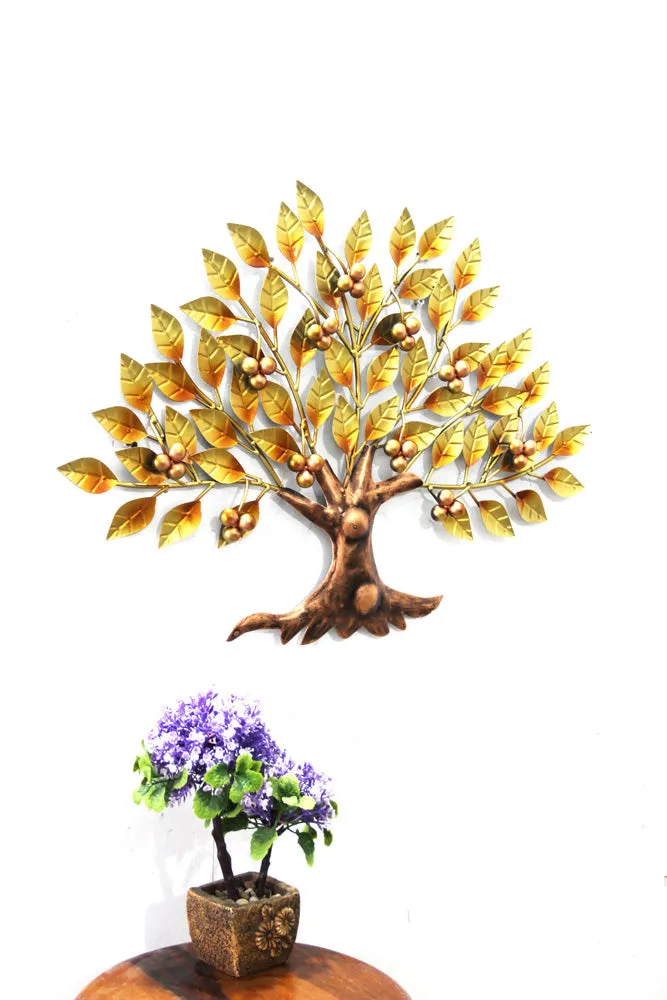 Metallic Tree Wall Art Decor with Spread Leaves
