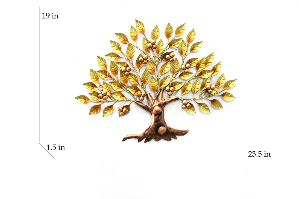 Metallic Tree Wall Art Decor with Spread Leaves