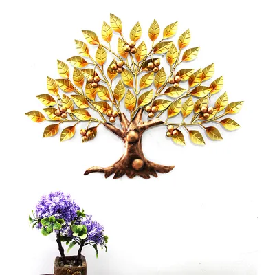 Metallic Tree Wall Art Decor with Spread Leaves