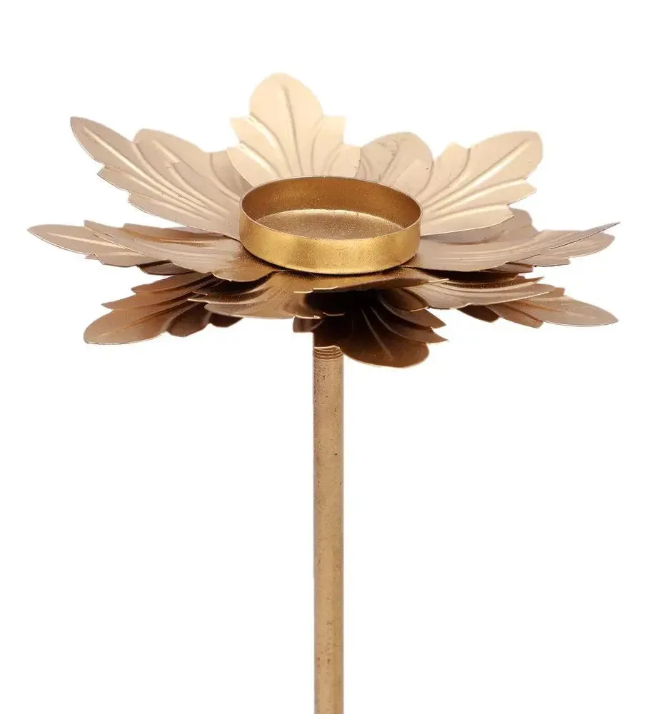 Metallic Triple Hammered Flower Detachable Tealight Holder (Set of 3)