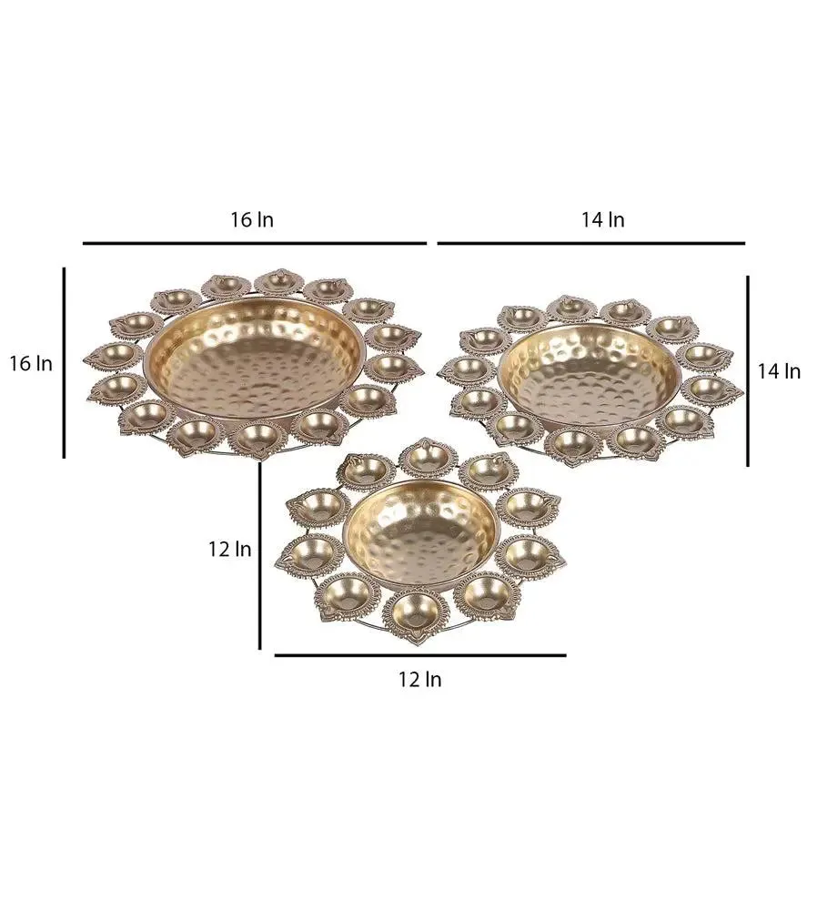 Metallic Urli with Tealight Holders for Home (Set of 3)