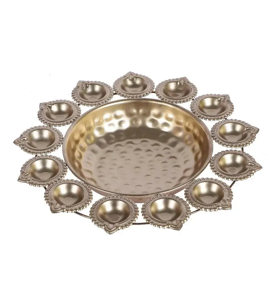 Metallic Urli with Tealight Holders for Home (Set of 3)