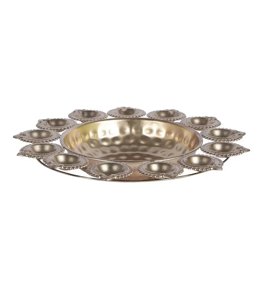 Metallic Urli with Tealight Holders for Home (Set of 3)