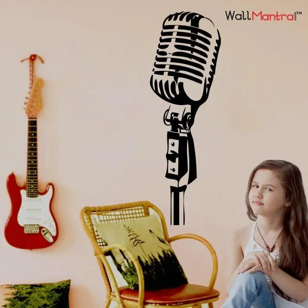 Microphone Music Wall Sticker Wall Decal For Singing Lover