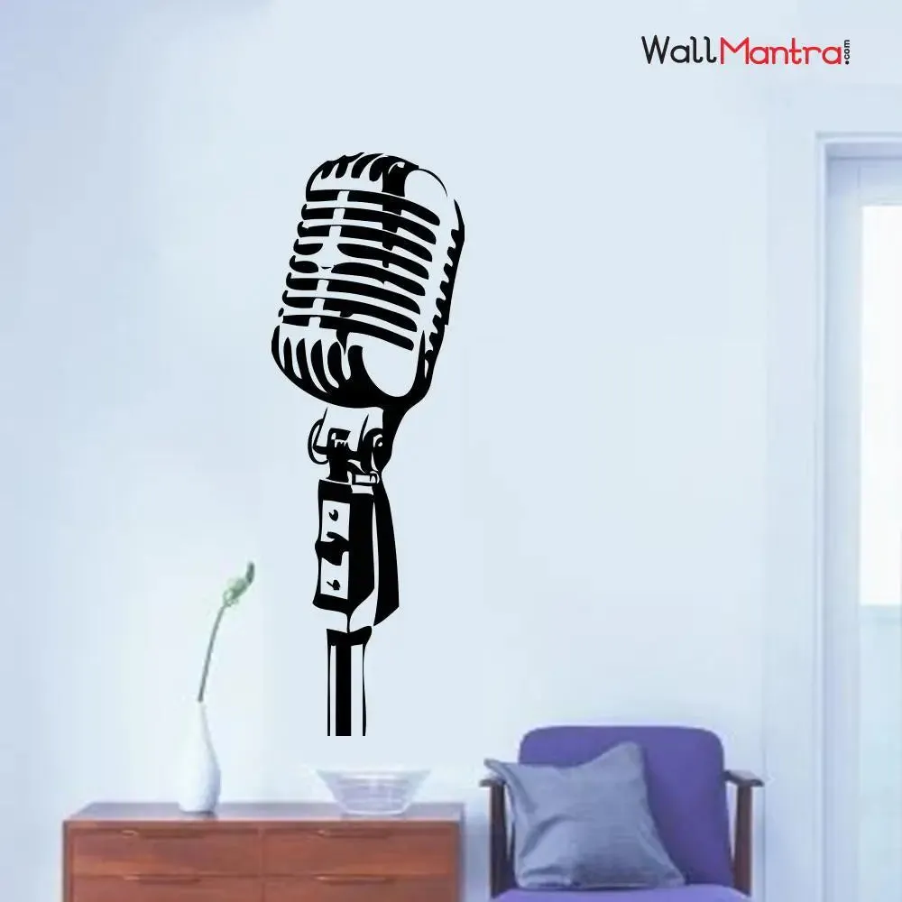 Microphone Music Wall Sticker Wall Decal For Singing Lover