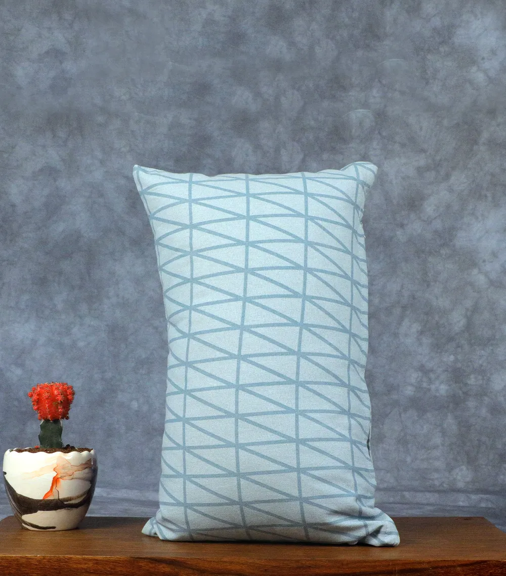 Mid Blue Parallel Line Stripe Print Cushion Cover