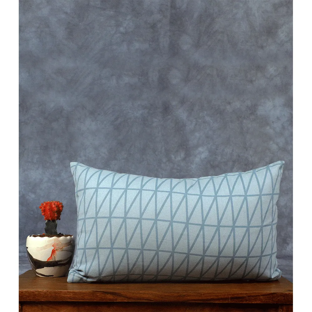Mid Blue Parallel Line Stripe Print Cushion Cover
